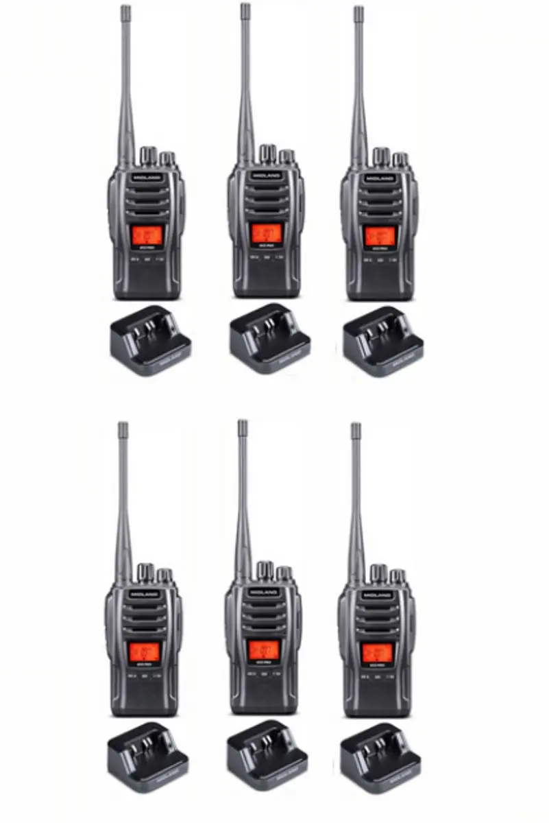 Set van 6 Midland G13 PRO UHF PMR446 / LPD69 robuuste professionele Portofoons
