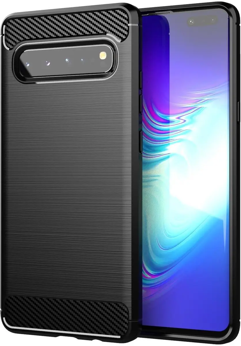 Cadorabo Hoesje geschikt voor Samsung Galaxy S10 5G in Brushed Zwart