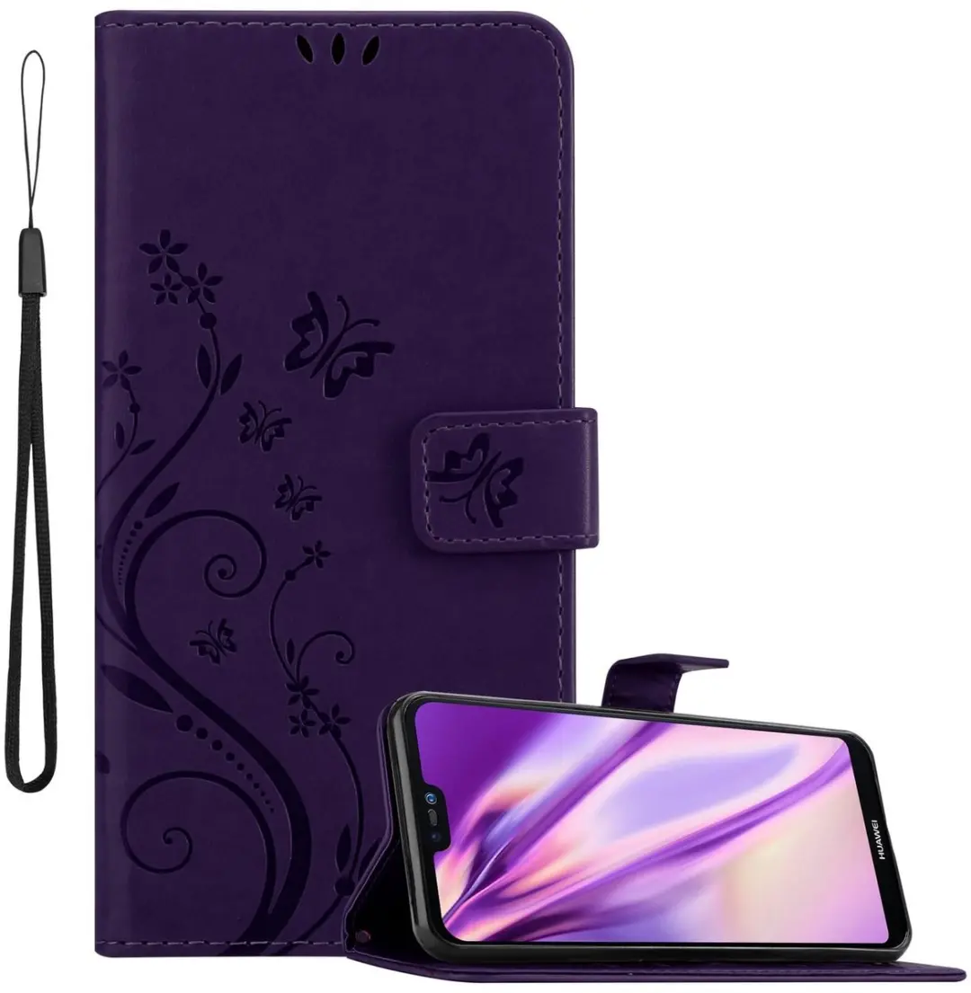 Cadorabo Hoesje geschikt voor Huawei P20 LITE 2018 / NOVA 3E in BLOEMEN DONKER P