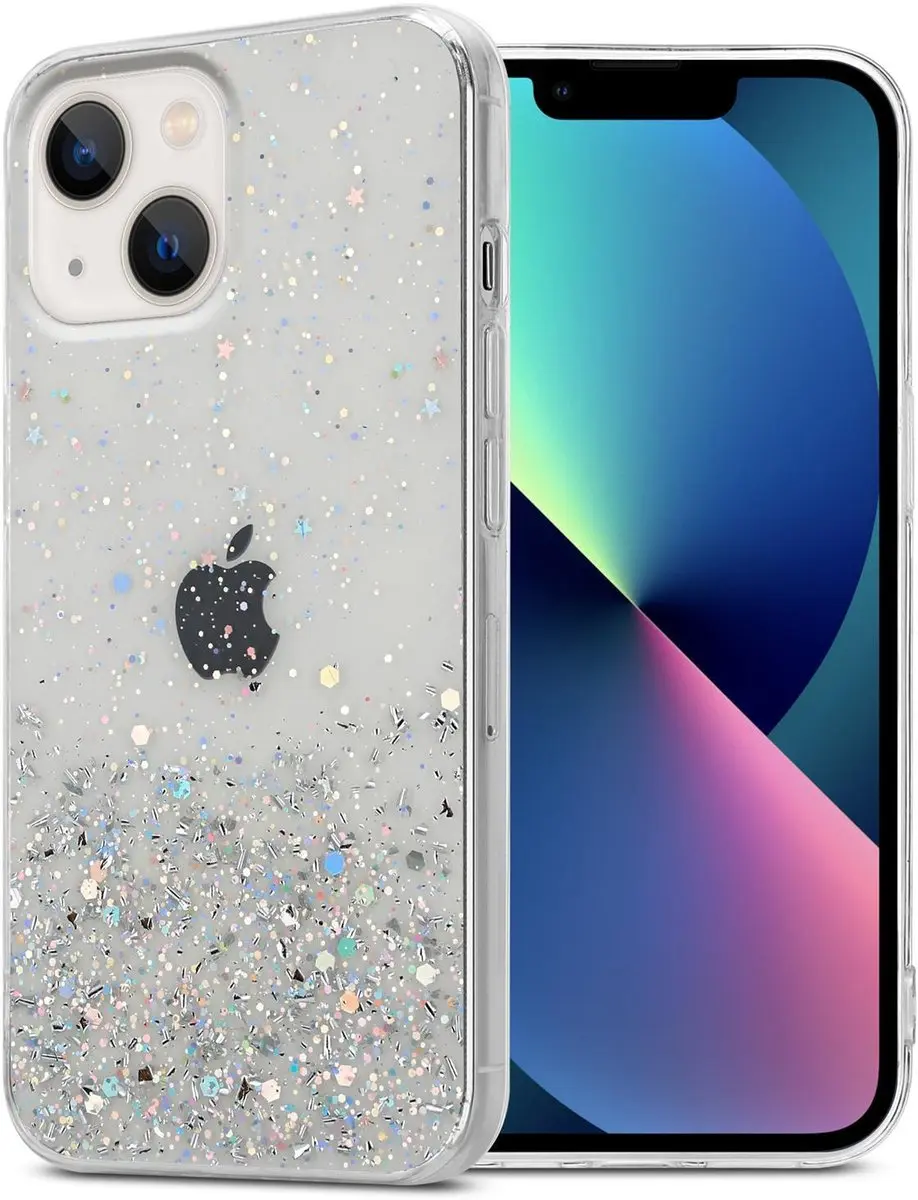 Cadorabo Hoesje geschikt voor Apple iPhone 13 in Transparant met Glitter