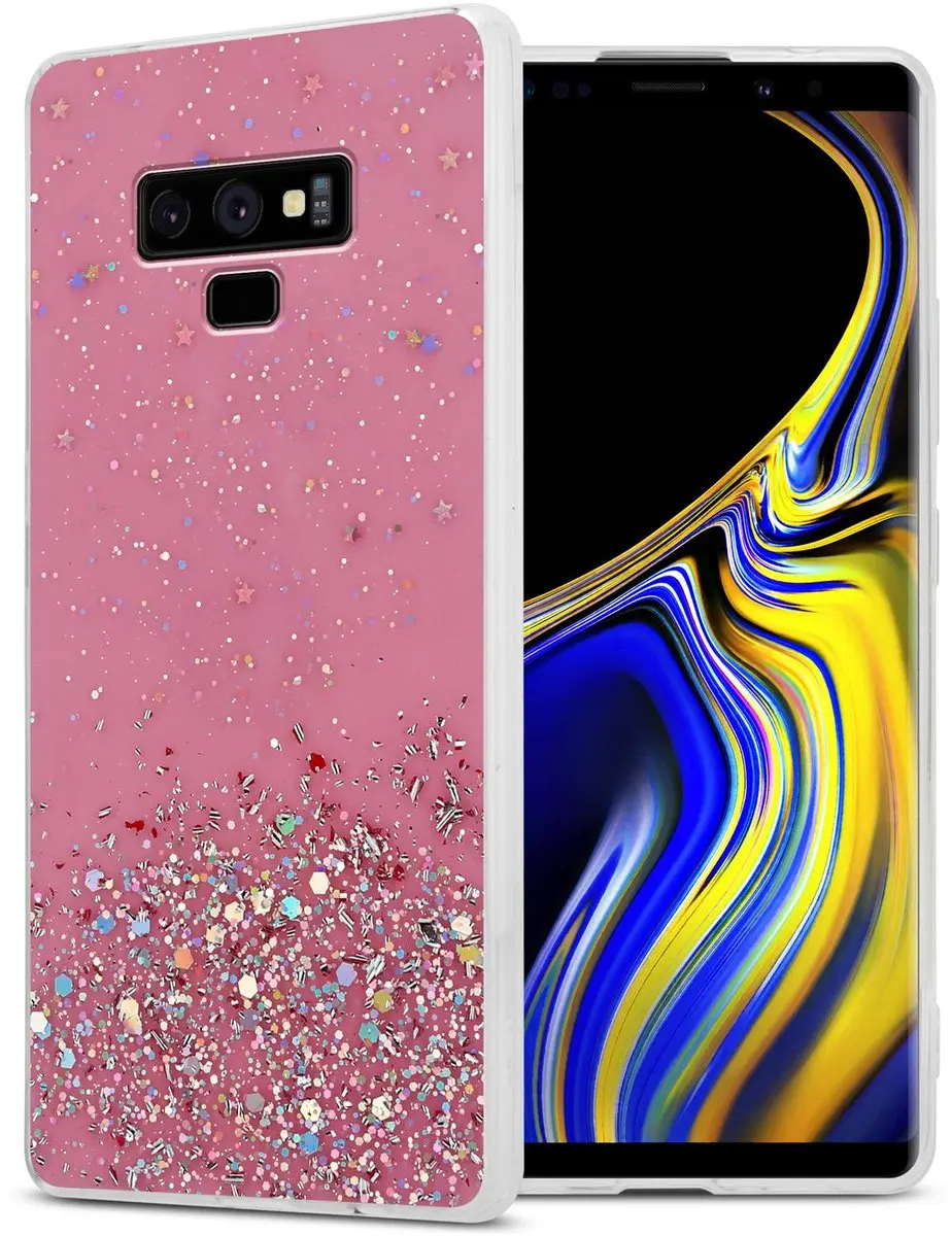 Cadorabo Hoesje geschikt voor Samsung Galaxy NOTE 9 in Roze met Glitter