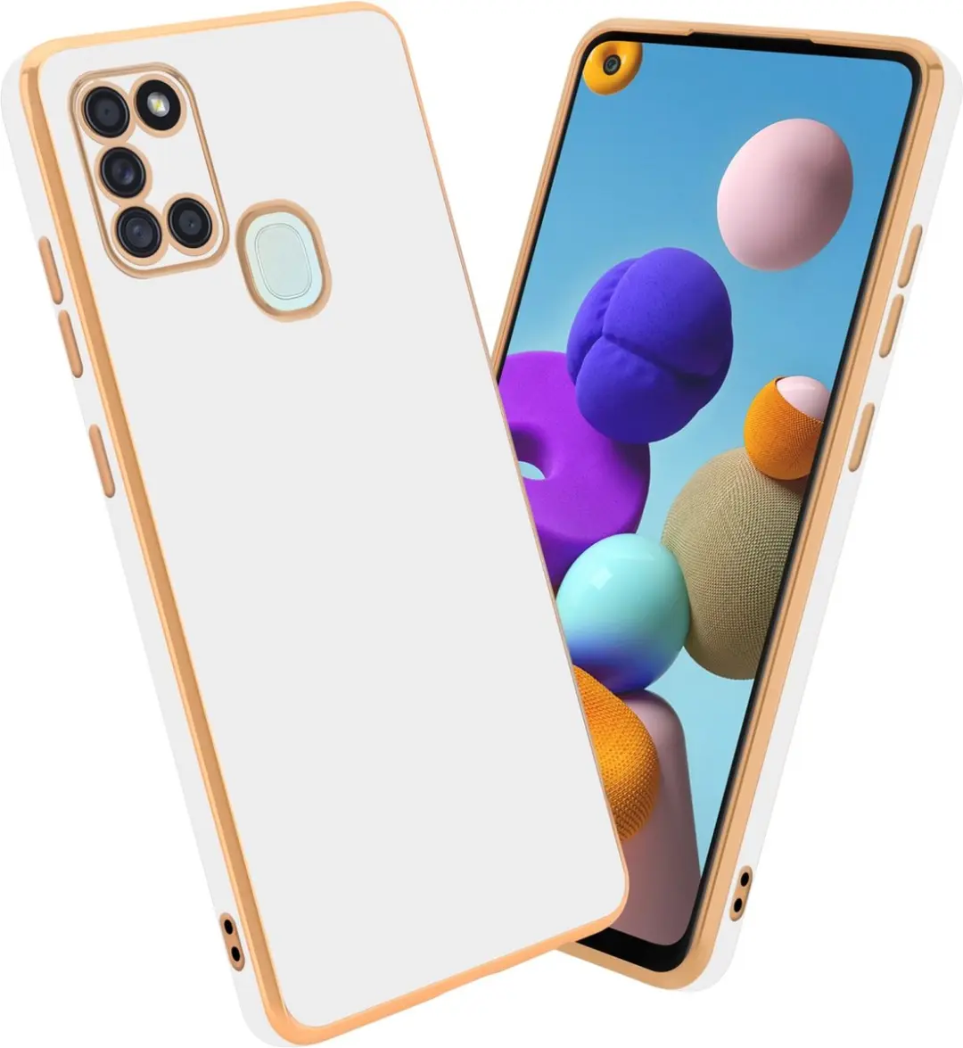 Cadorabo Hoesje geschikt voor Samsung Galaxy A21s in Glossy Wit