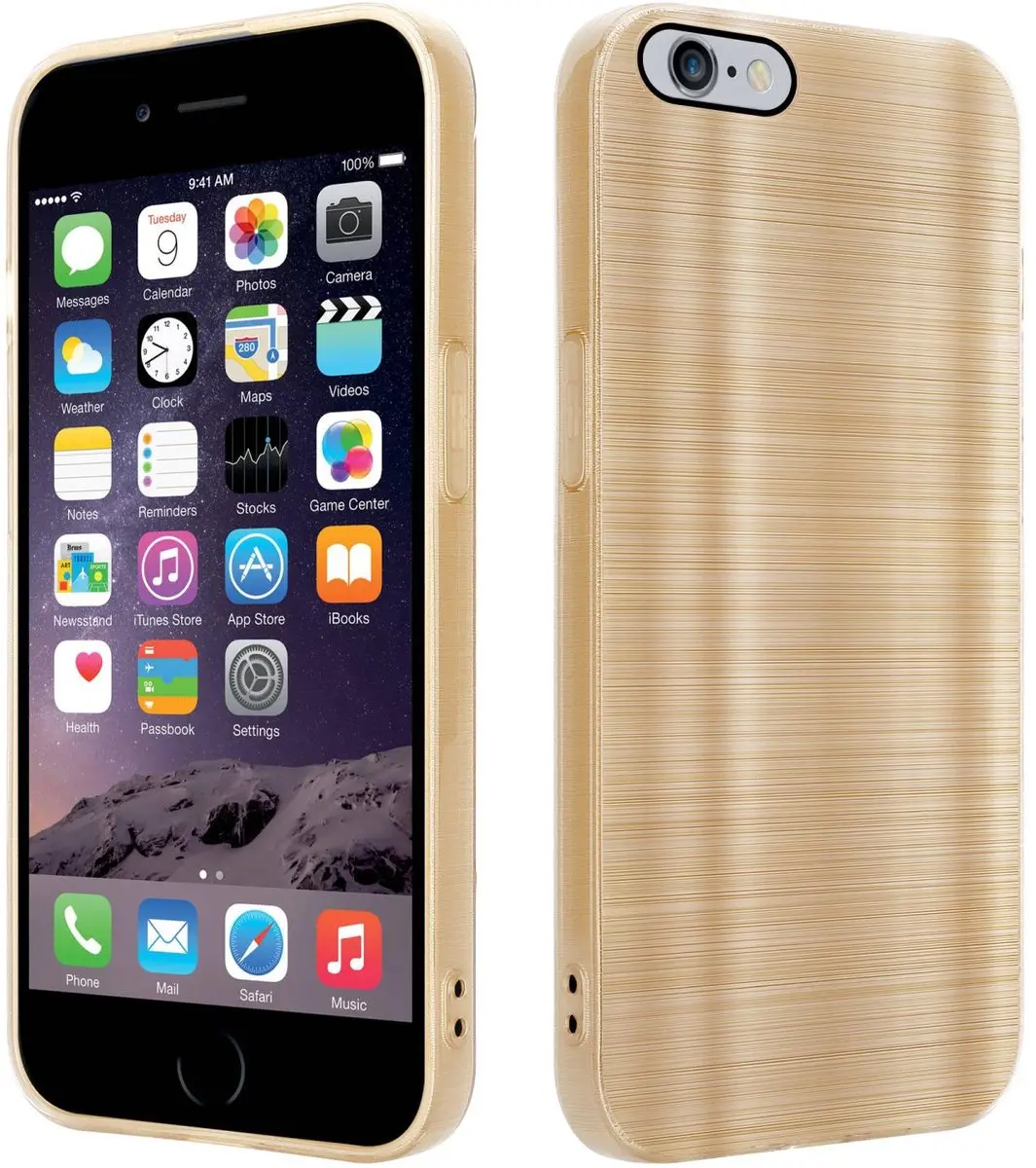 Cadorabo Hoesje geschikt voor Apple iPhone 6 PLUS / 6S PLUS in Brushed Goud