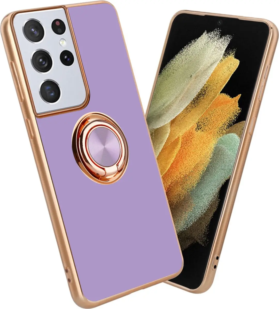 Cadorabo Hoesje geschikt voor Samsung Galaxy S21 ULTRA in Glossy Licht Paars
