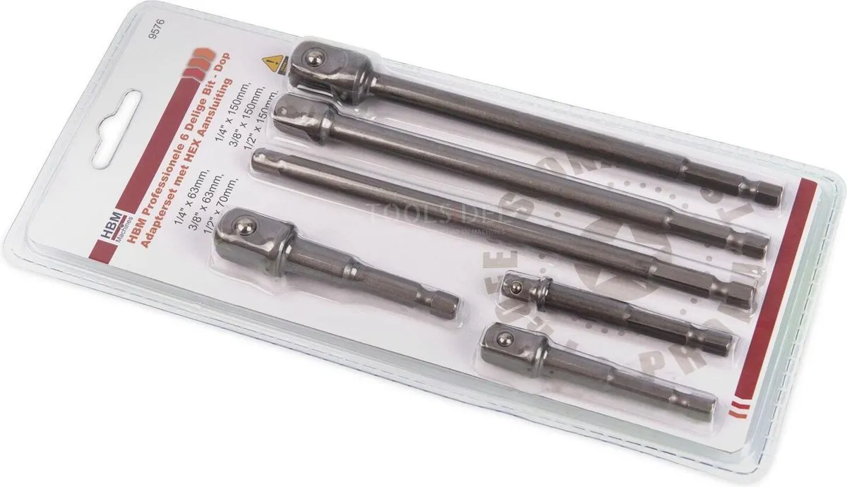HBM 6-delige Bit-Dop Adapterset HEX 63mm