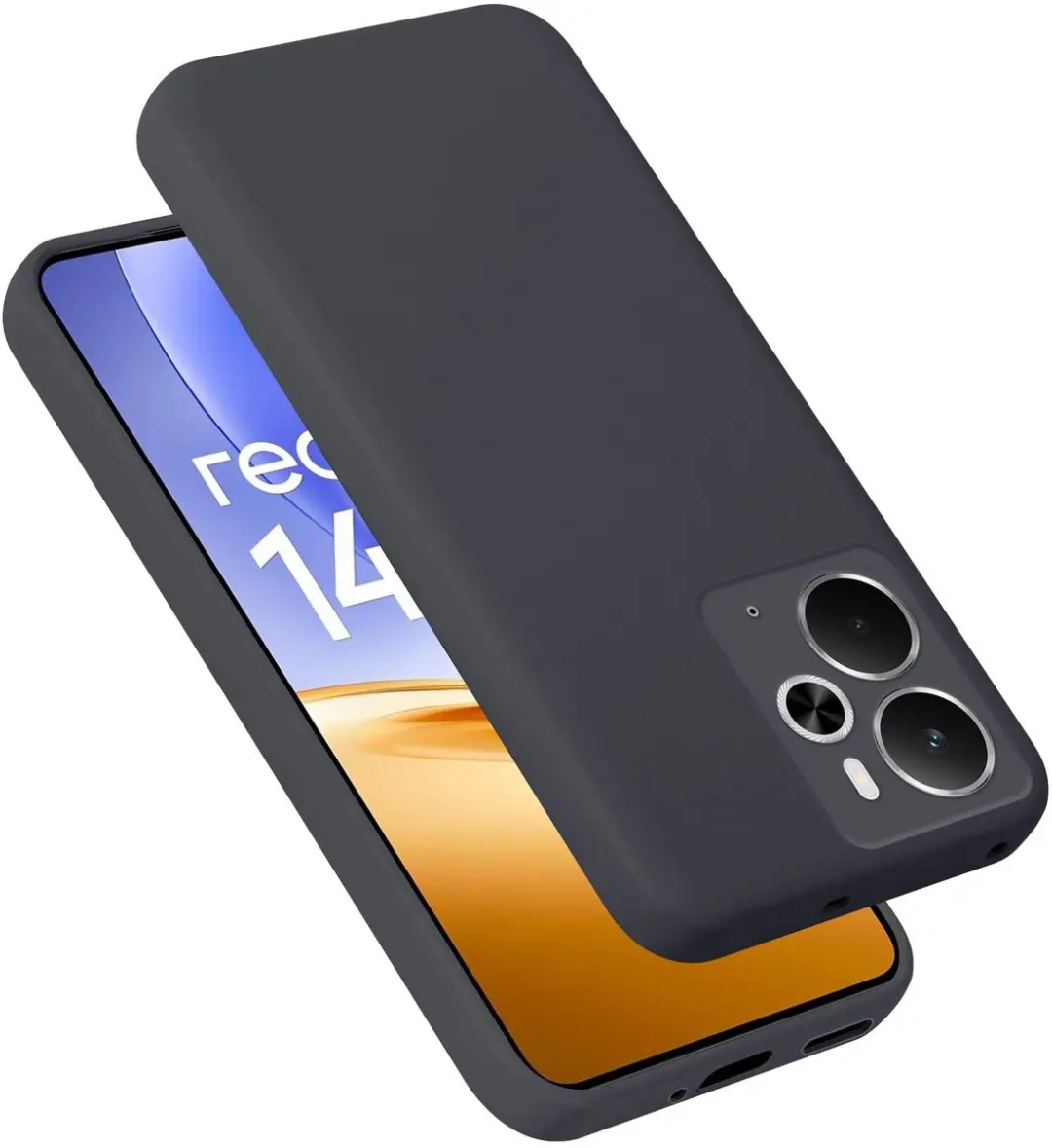 Cadorabo Hoesje geschikt voor Realme 14 Case in Liquid Zwart Beschermhoes gemaak
