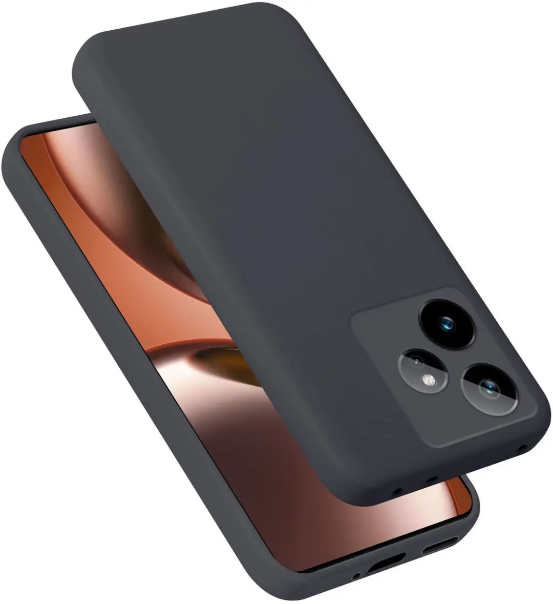 Cadorabo Hoesje geschikt voor Realme GT7 Case in Liquid Zwart Beschermhoes gemaa