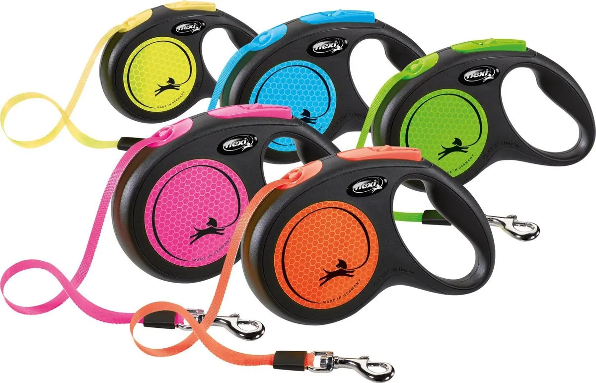 Flexi New Neon Tape Hondenriem - M - 5m - Zwart/Groen