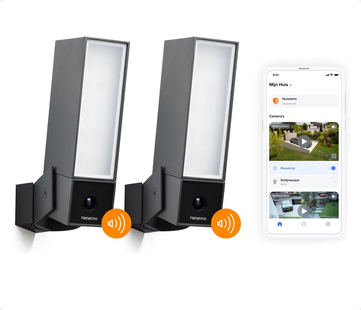 Netatmo Slimme Buitencamera met Sirene - 2 Stuks - Zwart