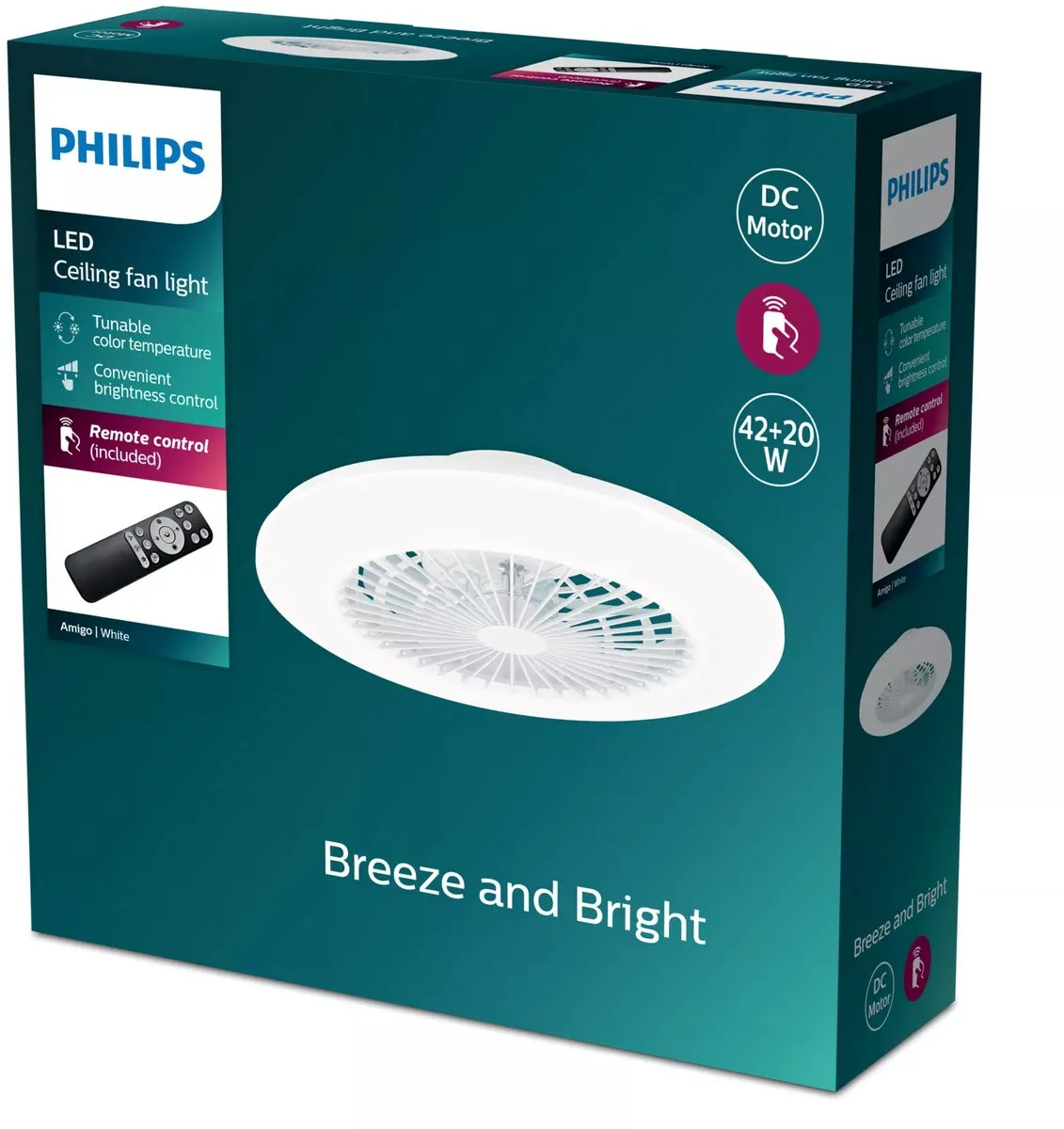 Philips Amigo Plafondventilator - 57,5 cm Wit - Instelbare kleurtemperatuur