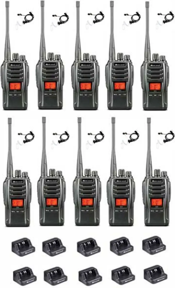 Set van 10 Midland G13 PRO UHF PMR446 / LPD69 robuuste professionele Portofoons