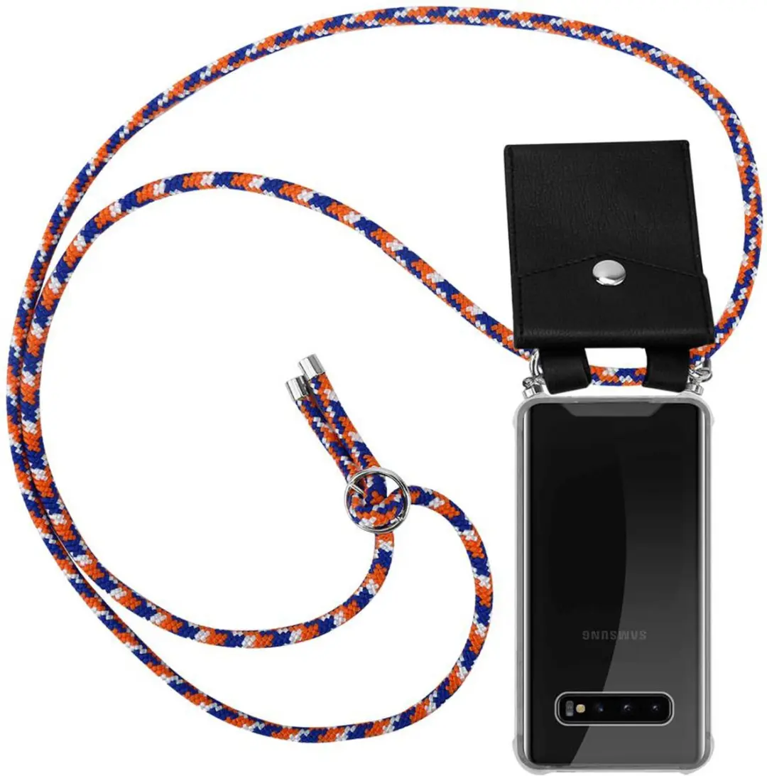 Cadorabo Hoesje geschikt voor Samsung Galaxy S10 4G in ORANJE BLAUW WIT