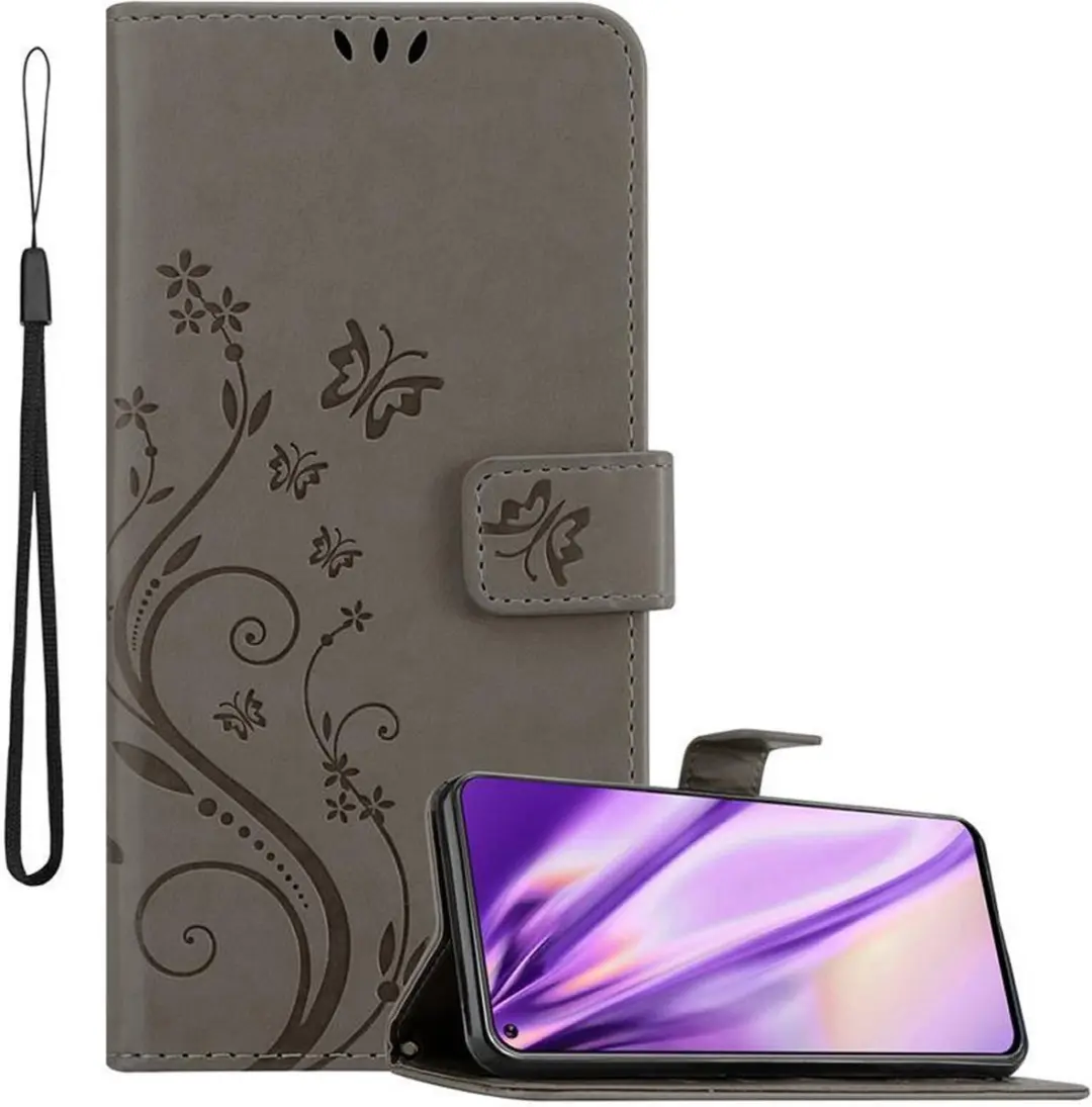 Cadorabo Hoesje geschikt voor Samsung Galaxy A8s in BLOEMEN GRIJS