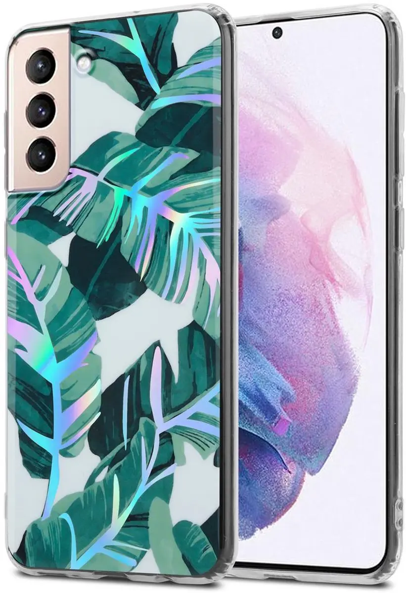 Cadorabo Hoesje geschikt voor Samsung Galaxy S21 PLUS in BANANEN BLADEREN