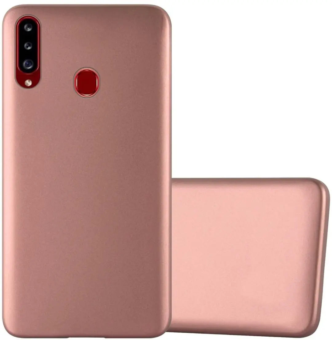 Cadorabo Hoesje geschikt voor Samsung Galaxy A20s in METALLIC ROSE GOUD