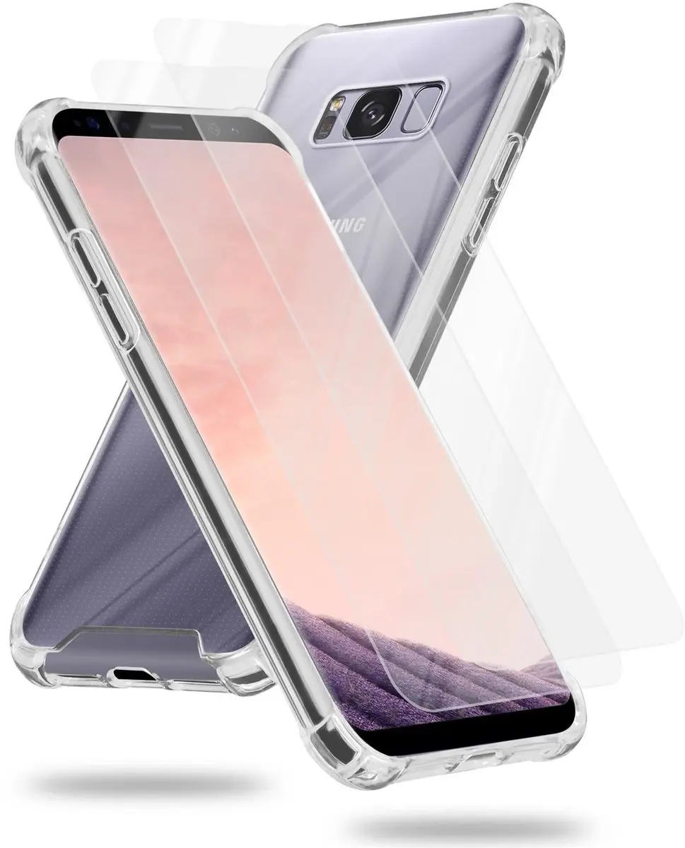 Cadorabo Hoeje en 2x Tempered beschermglas geschikt voor Samsung Galaxy S8 PLUS