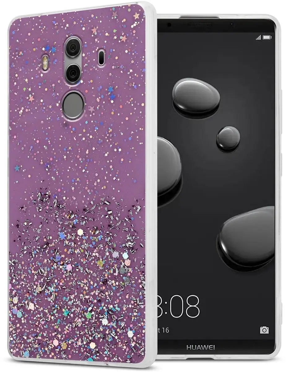 Cadorabo Hoesje geschikt voor Huawei MATE 10 PRO in Paars met Glitter