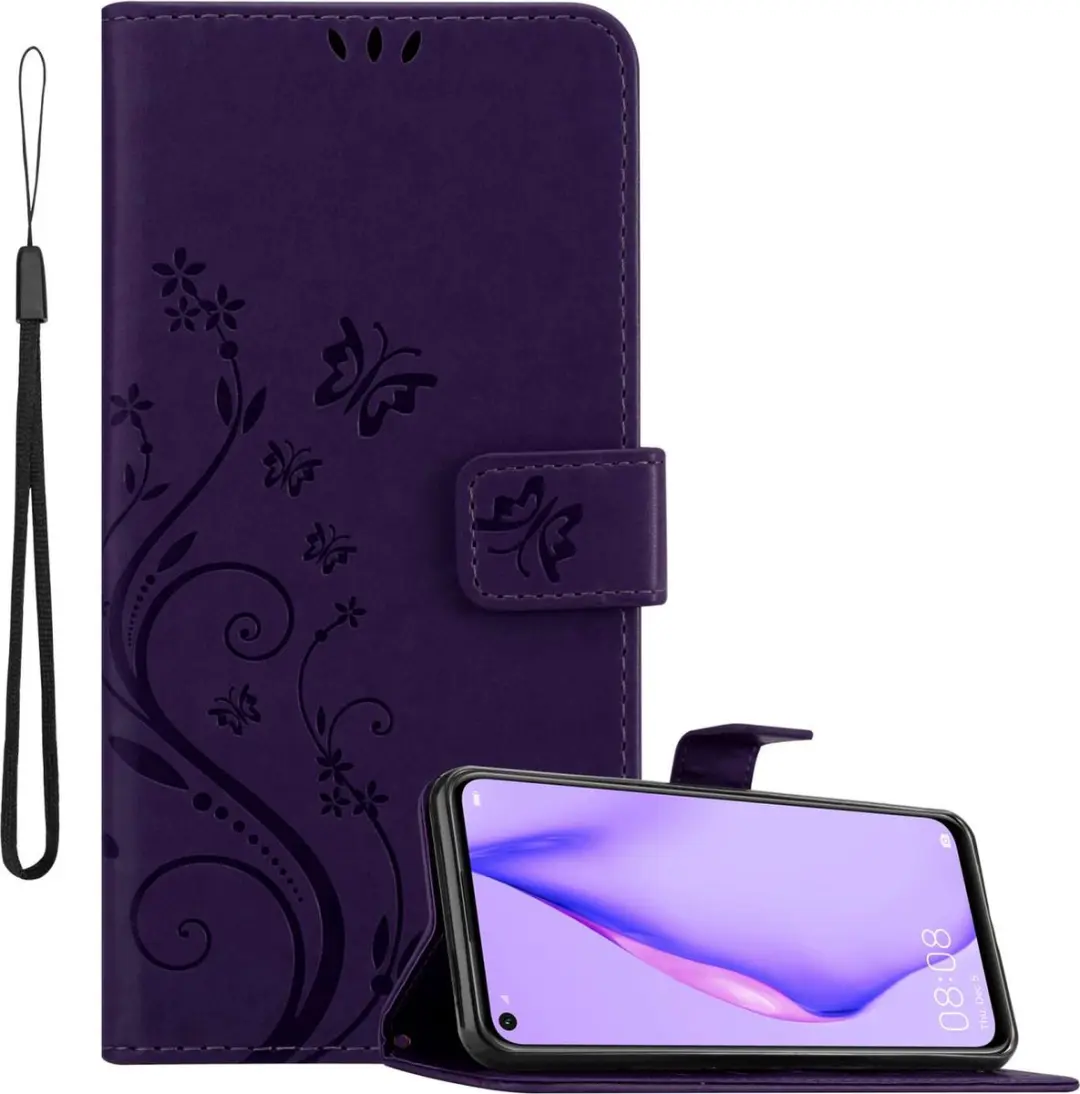 Cadorabo Hoesje geschikt voor Huawei P40 LITE 5G / NOVA 7 SE in BLOEMEN DONKER P