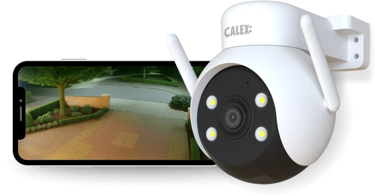 Calex 5501001700 Beveiligingscamera Buiten 2K Pan Tilt - Wit