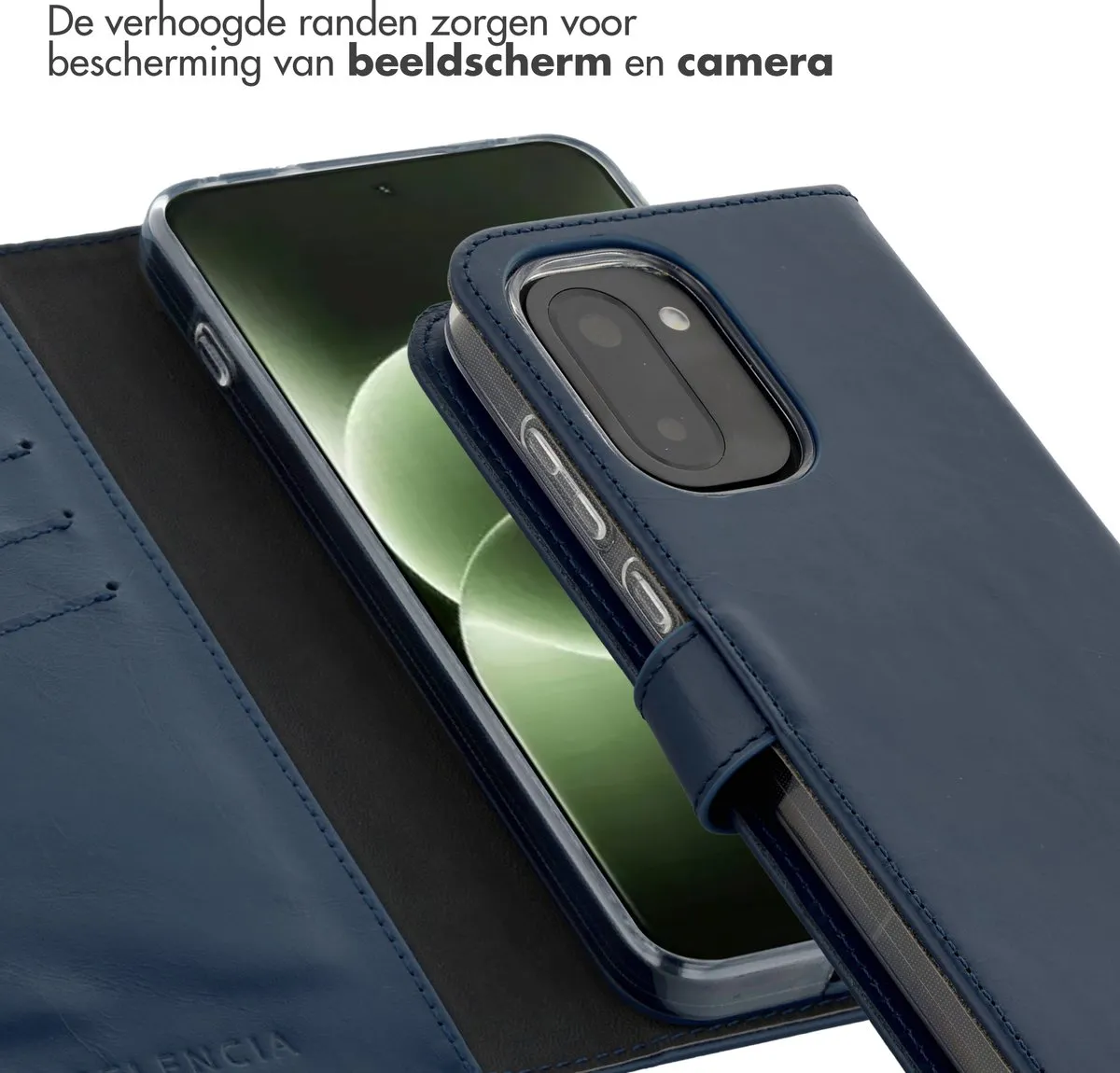 Selencia Hoesje OnePlus 15R Donkerblauw - Lederen Bookcase - 3 Pasjes