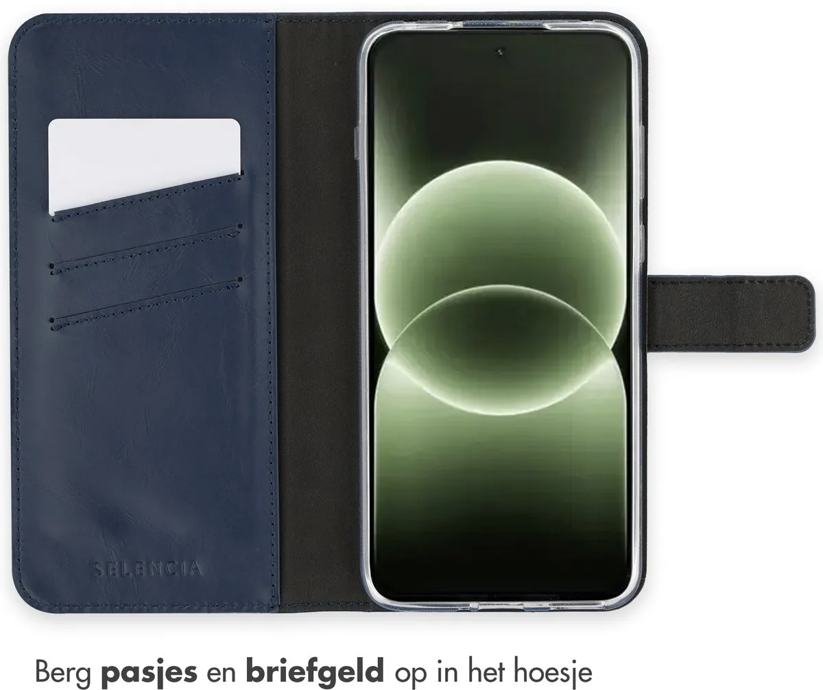 Selencia Hoesje OnePlus 15R Donkerblauw - Lederen Bookcase - 3 Pasjes
