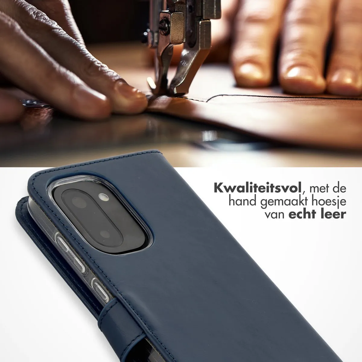 Selencia Hoesje OnePlus 15R Donkerblauw - Lederen Bookcase - 3 Pasjes
