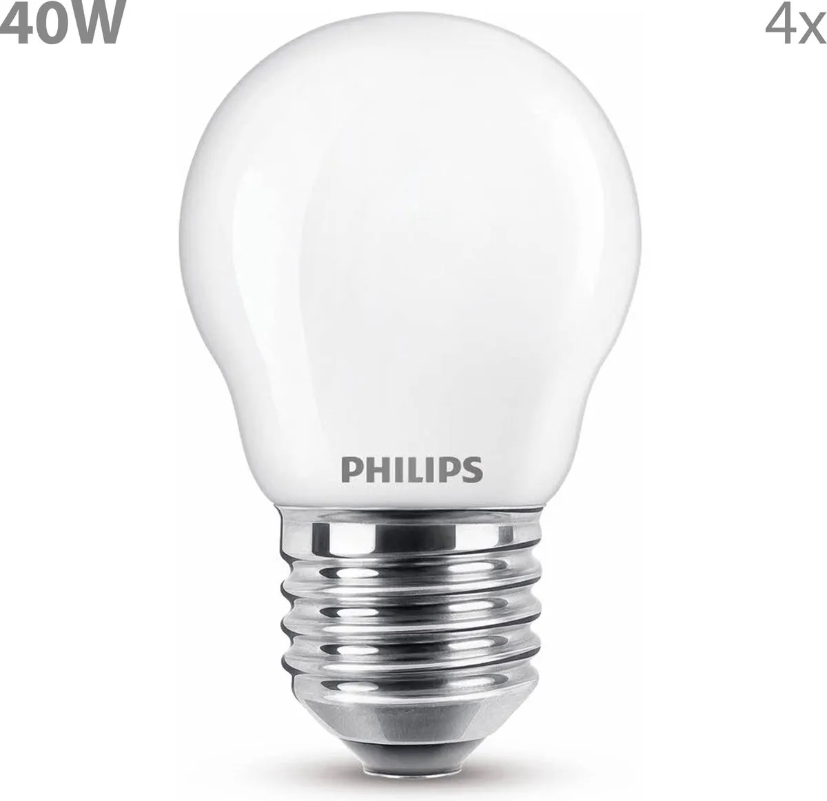 Philips LED E27 Kogellamp Mat 3.4W Warmwit - 4 Stuks