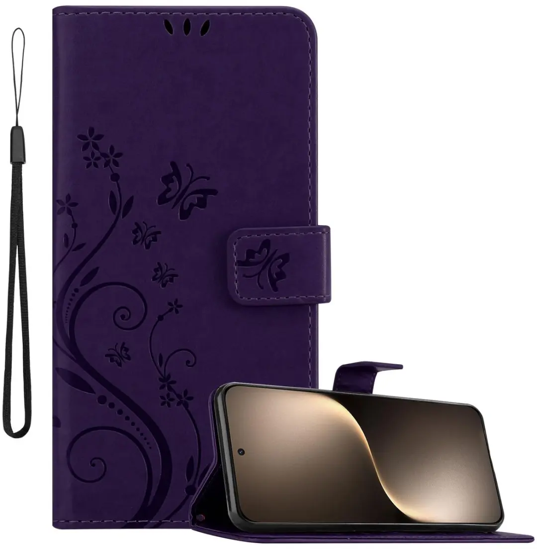 Cadorabo Hoesje geschikt voor Honor Magic 7 in BLOEMEN DONKER PAARS