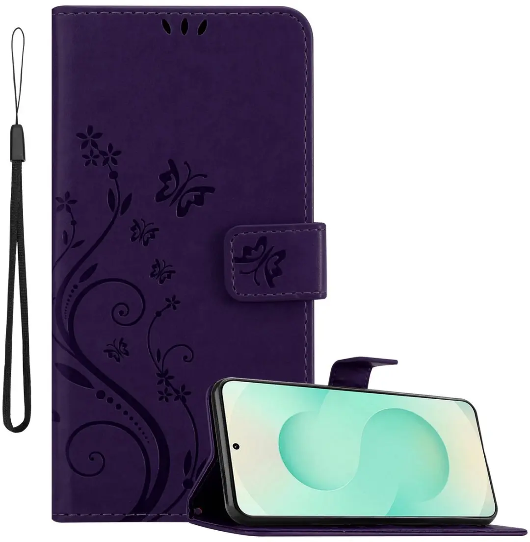 Cadorabo Hoesje geschikt voor Samsung Galaxy S25 Plus in BLOEMEN DONKER PAARS