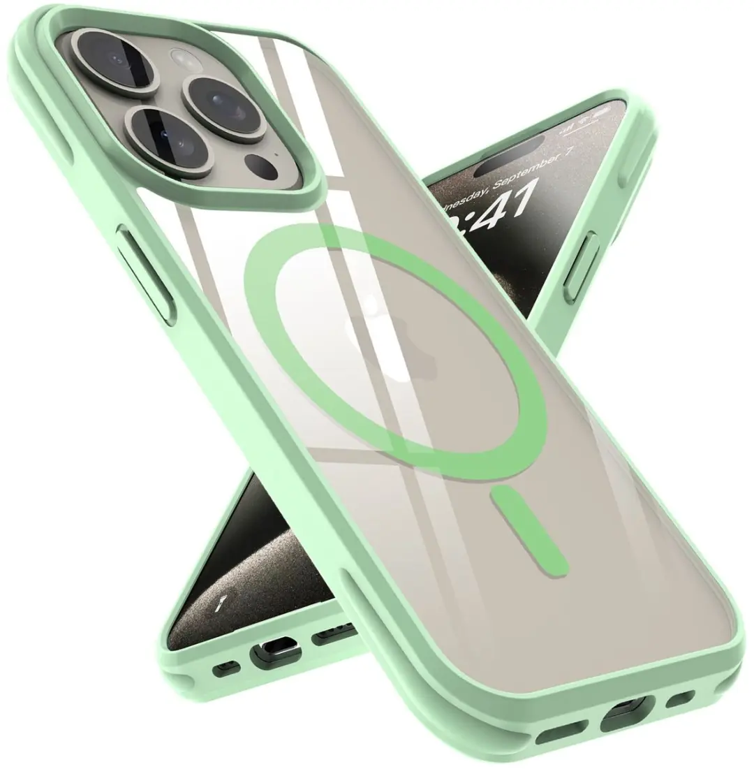 Hoesje geschikt voor iPhone 15 PRO MAX in Lichtgroen geschikt voor Magsafe