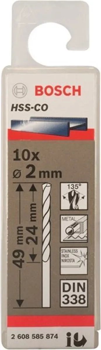 Bosch Professional ST. LINE 2,0mm HSS-CO Boor - 10 Stuks