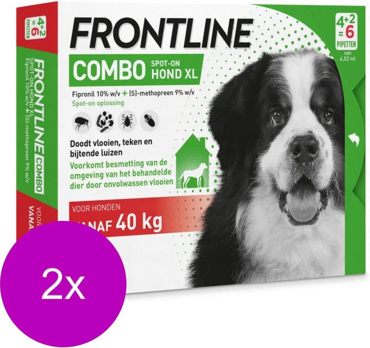 Frontline Combo Spot On 4 XL Anti Vlooien/Teken - 2x6 Stuks