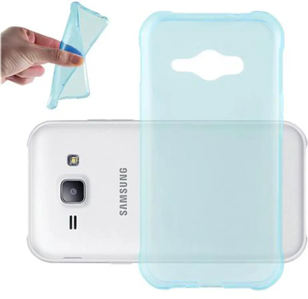 Cadorabo Hoesje geschikt voor Samsung Galaxy J1 ACE in TRANSPARANT BLAUW