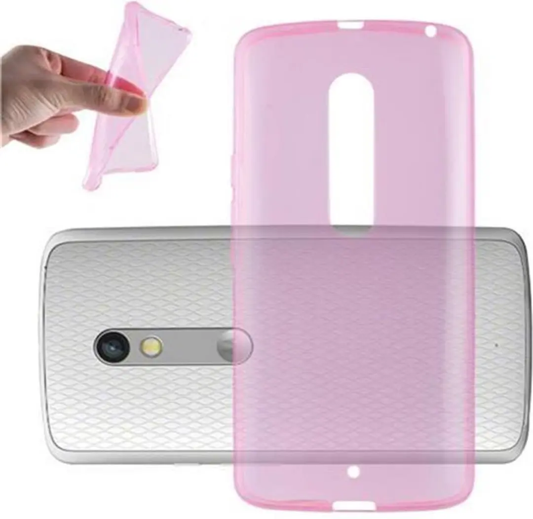 Cadorabo Hoesje geschikt voor Motorola MOTO X PLAY in TRANSPARANT ROZE