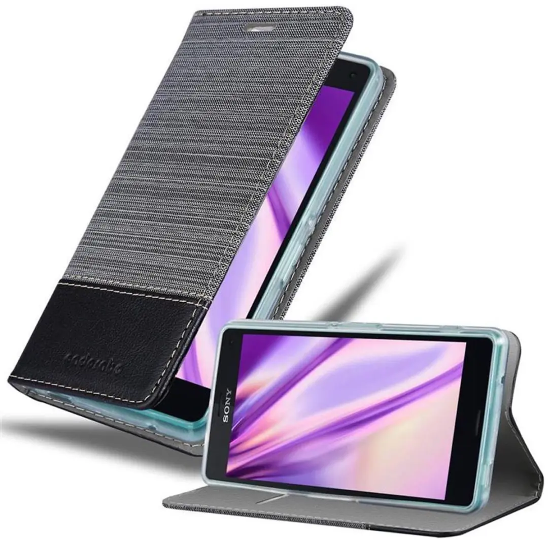 Cadorabo Hoesje geschikt voor Sony Xperia Z3 COMPACT in GRIJS ZWART