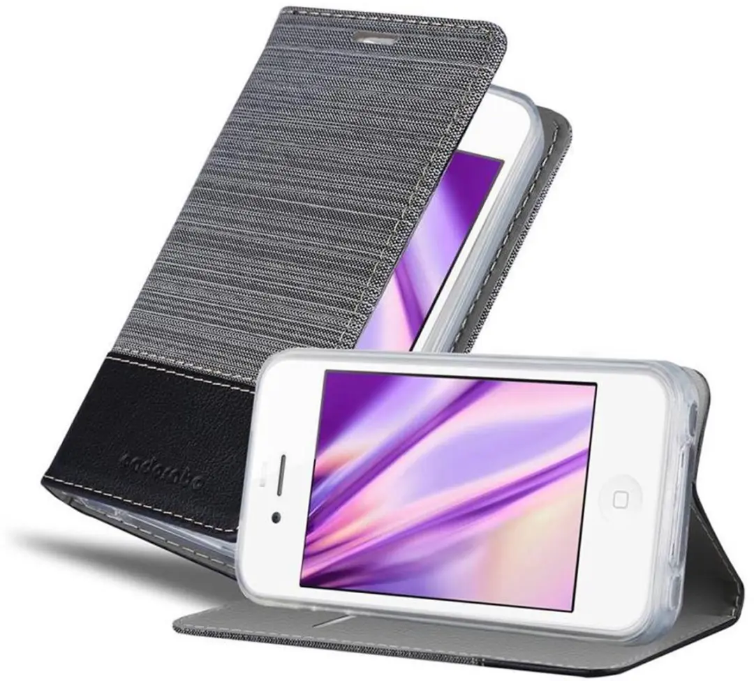 Cadorabo Hoesje geschikt voor Apple iPhone 4 / 4S in GRIJS ZWART