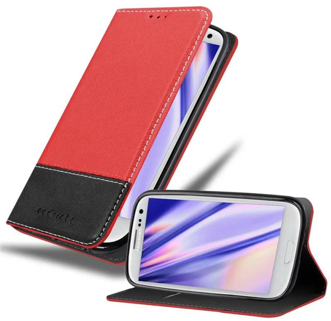 Cadorabo Hoesje geschikt voor Samsung Galaxy S3 / S3 NEO in ROOD ZWART