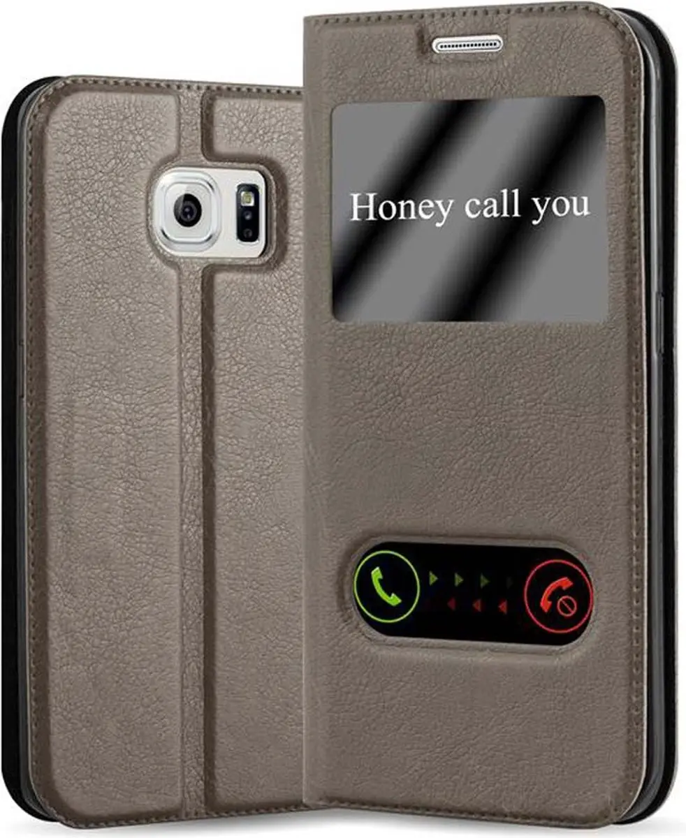 Cadorabo Hoesje geschikt voor Samsung Galaxy S6 EDGE PLUS in STEEN BRUIN