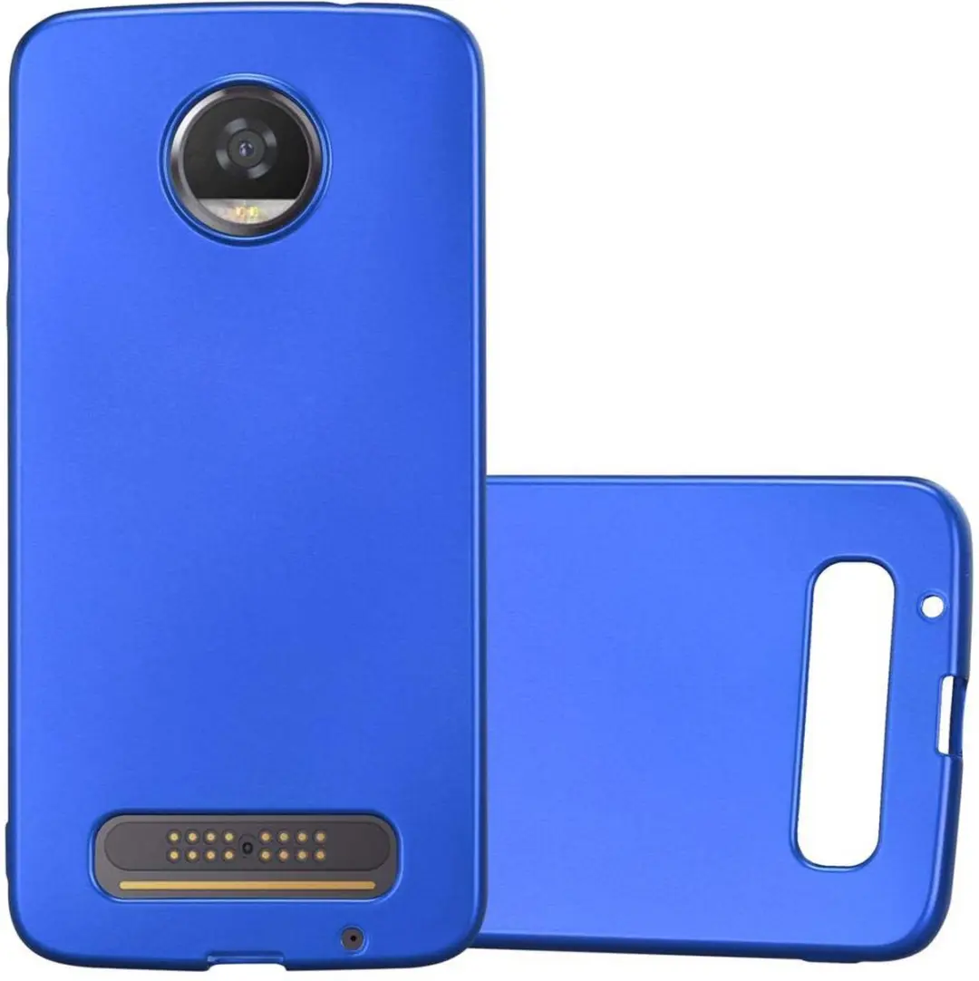 Cadorabo Hoesje geschikt voor Motorola MOTO Z2 in METAAL BLAUW