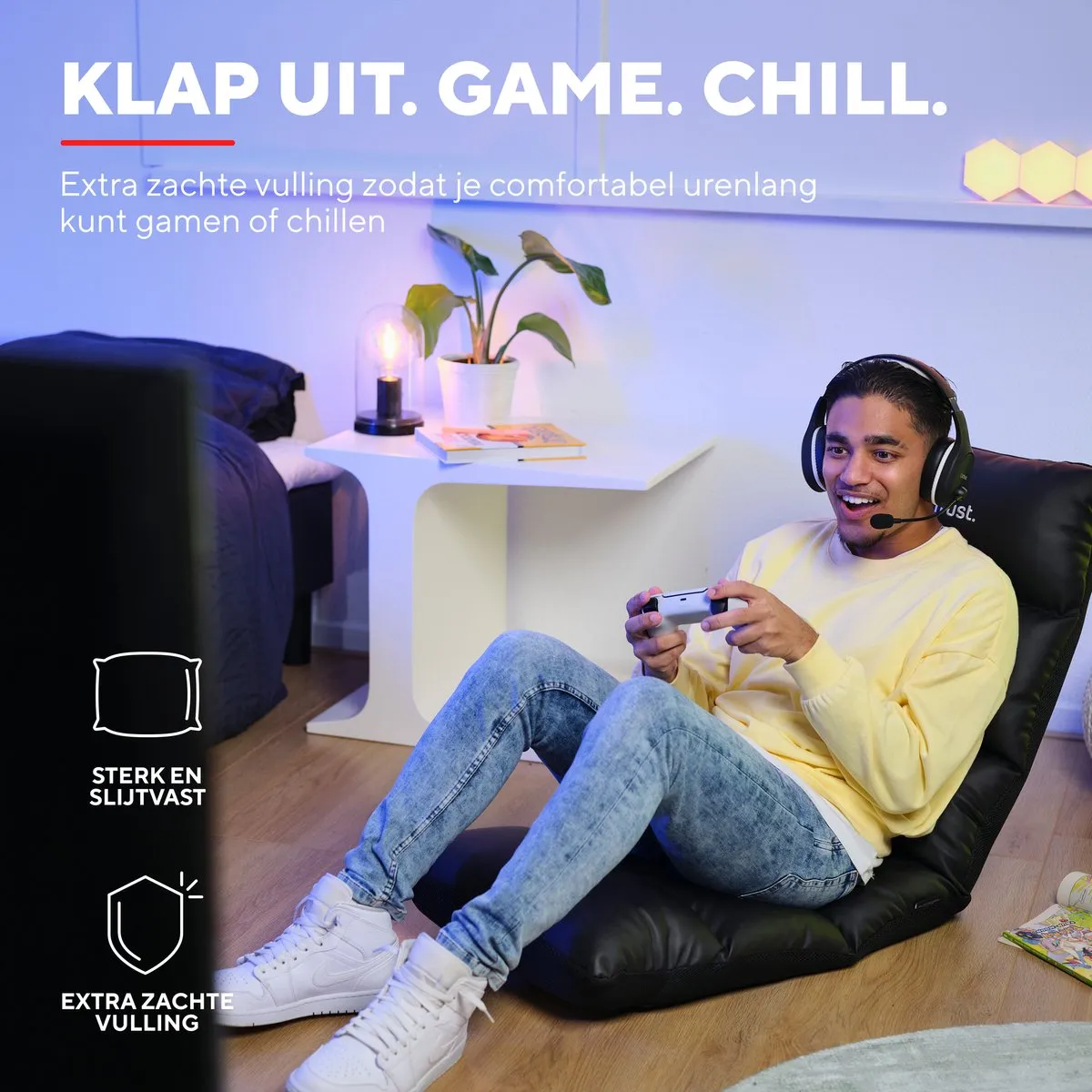 Trust GXT 718 Rayzee - Gaming Stoel/ Vloerstoel - Inklapbaar - Zwart