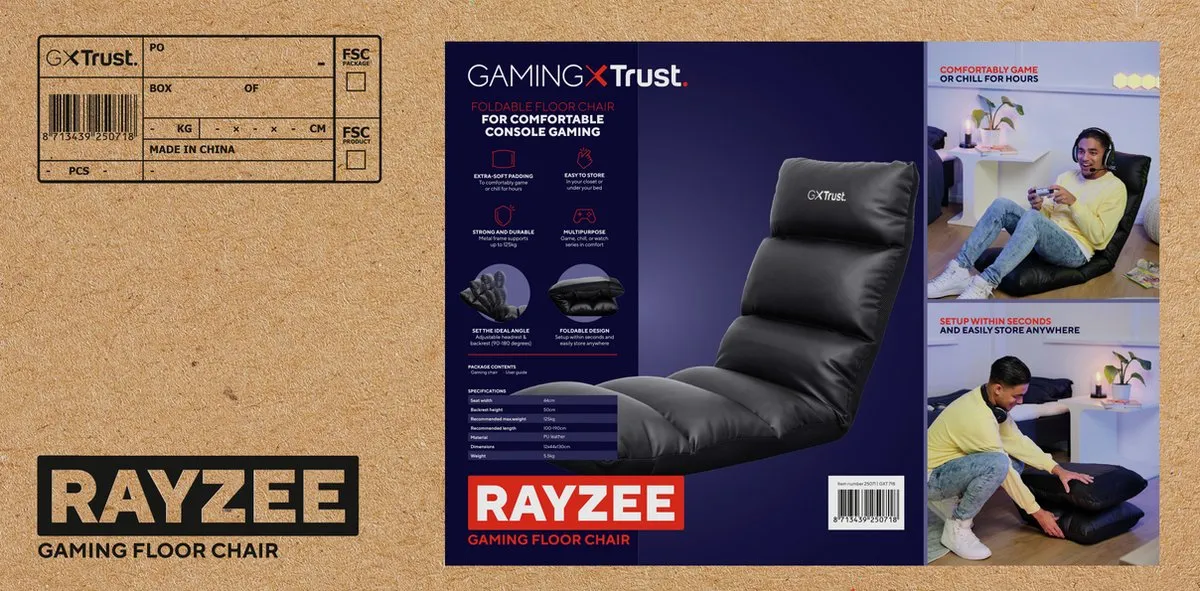Trust GXT 718 Rayzee Gamingstoel - Zwart - afbeelding 6 van 6