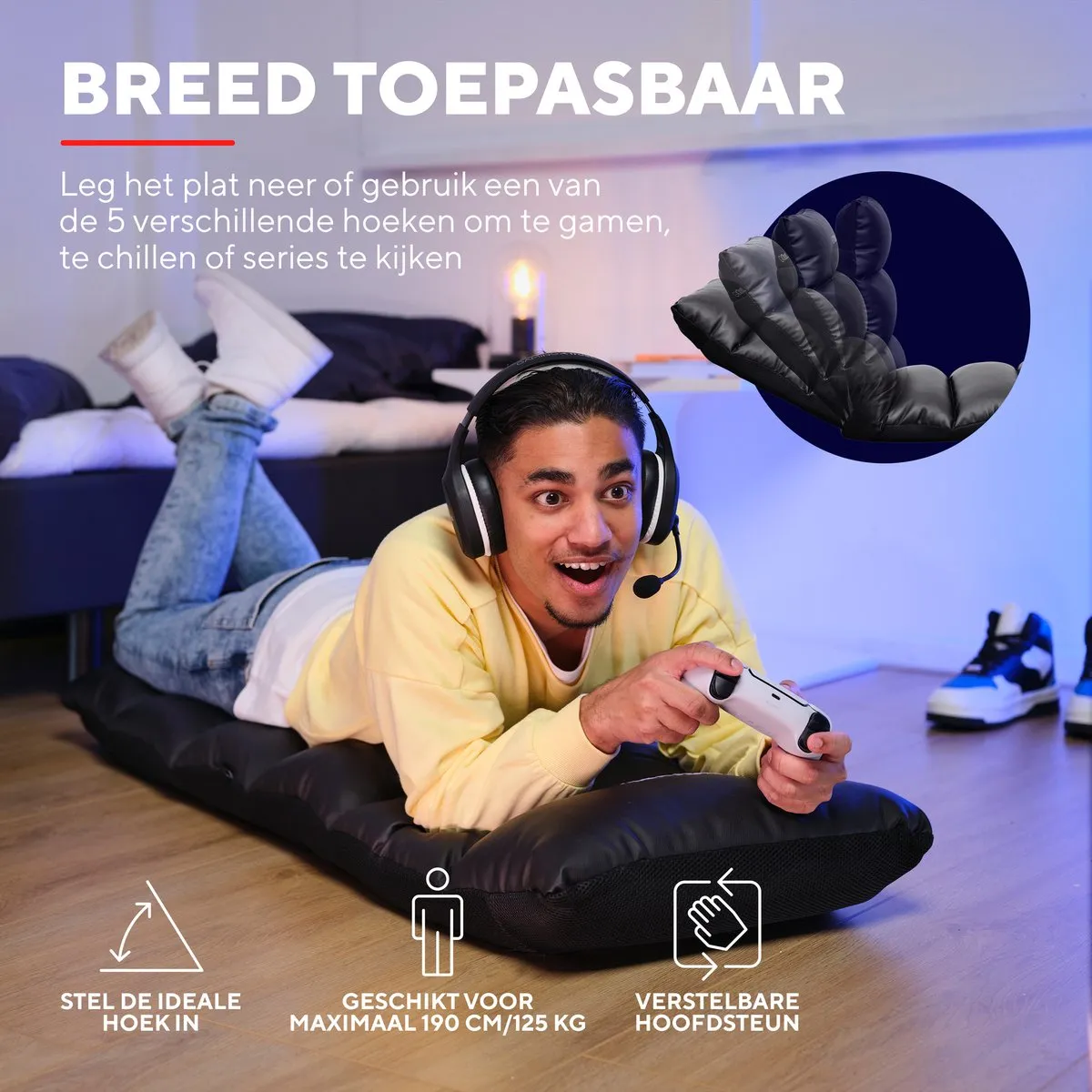 Trust GXT 718 Rayzee - Gaming Stoel/ Vloerstoel - Inklapbaar - Zwart