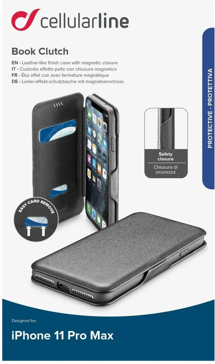 Cellularline Book Clutch Hoesje iPhone 11 Pro Max - Zwart - afbeelding 2 van 4