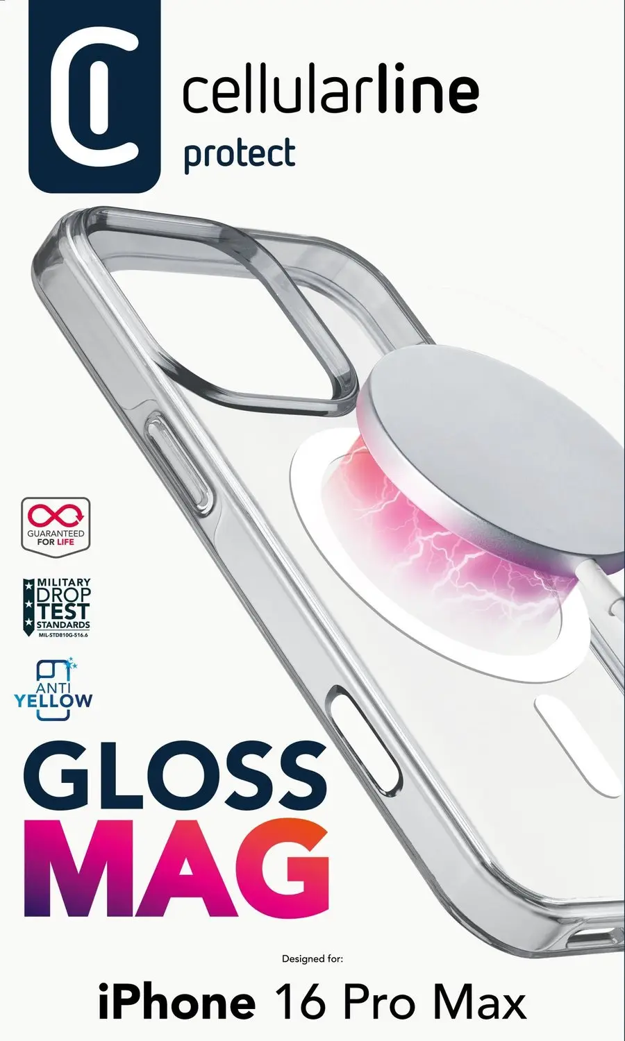 Cellularline Gloss Mag GLOSSMAGIPH16PRMT Hoesje - Transparant - afbeelding 4 van 6