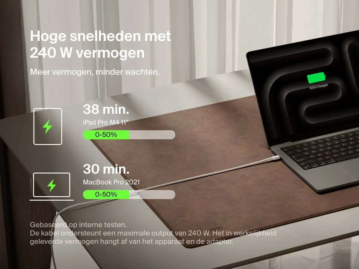 Belkin USB-C Kabel 240W 3m - Wit
