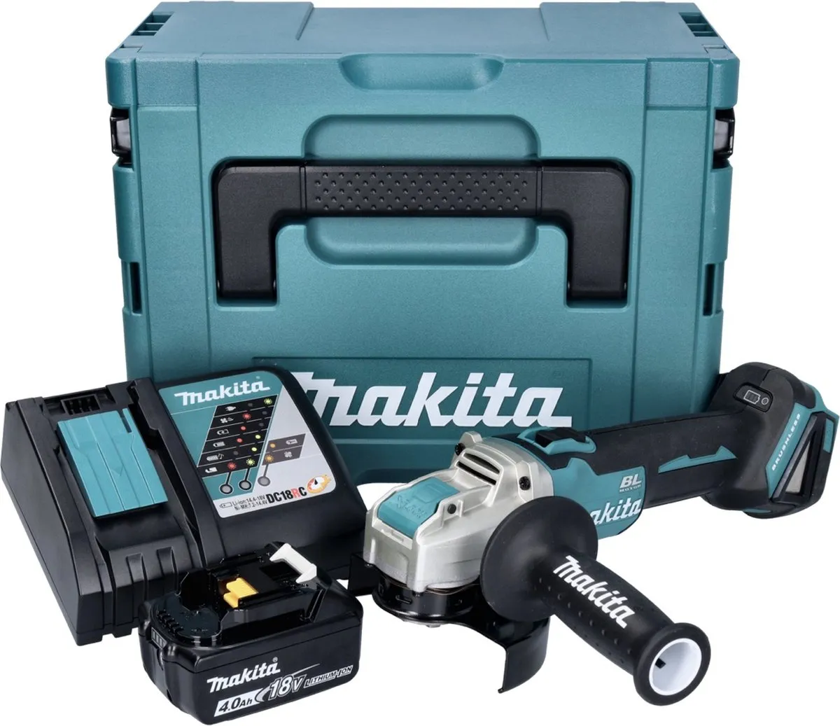 Makita DGA 521 Accuslijpmachine 18V 125mm X-LOCK - 1x 4.0Ah + Lader + Makpac