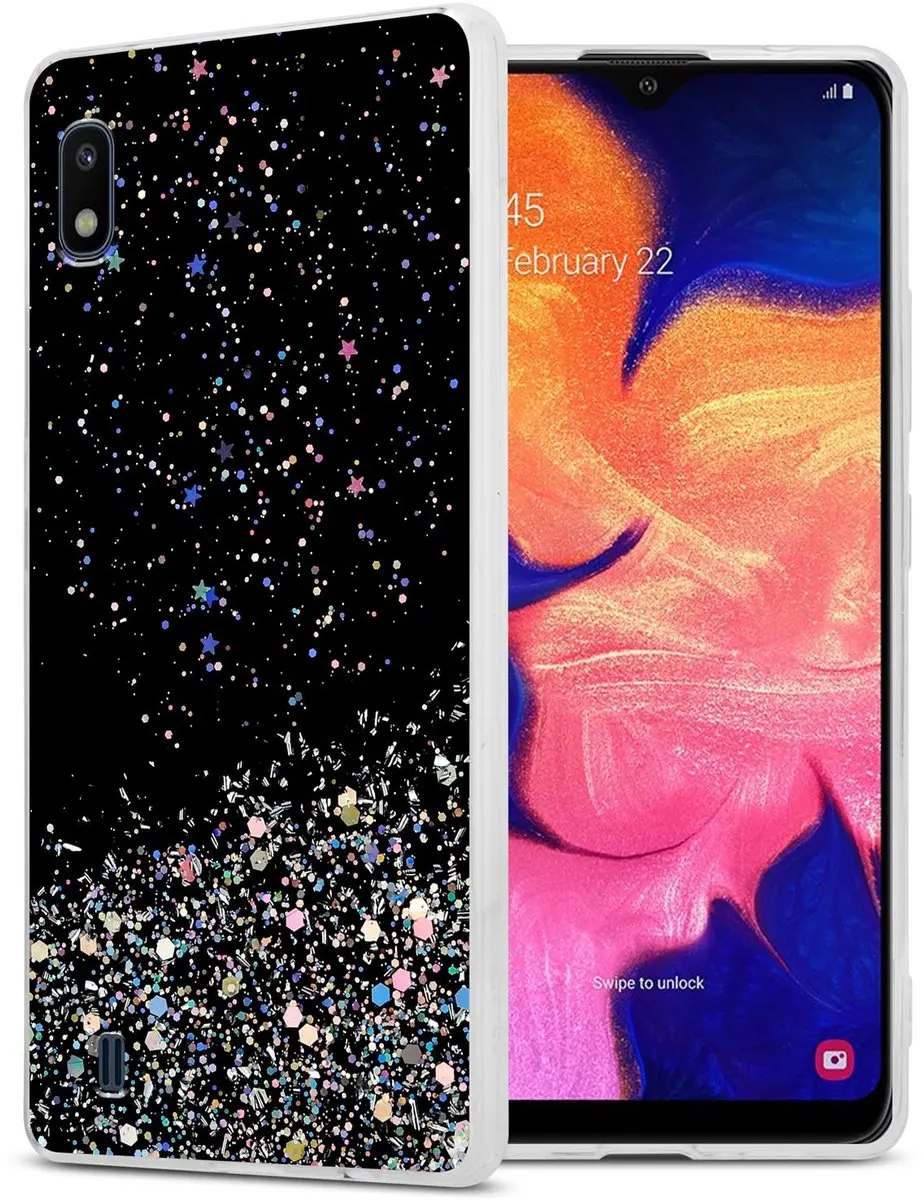 Cadorabo Hoesje geschikt voor Samsung Galaxy A10 / M10 in Zwart met Glitter