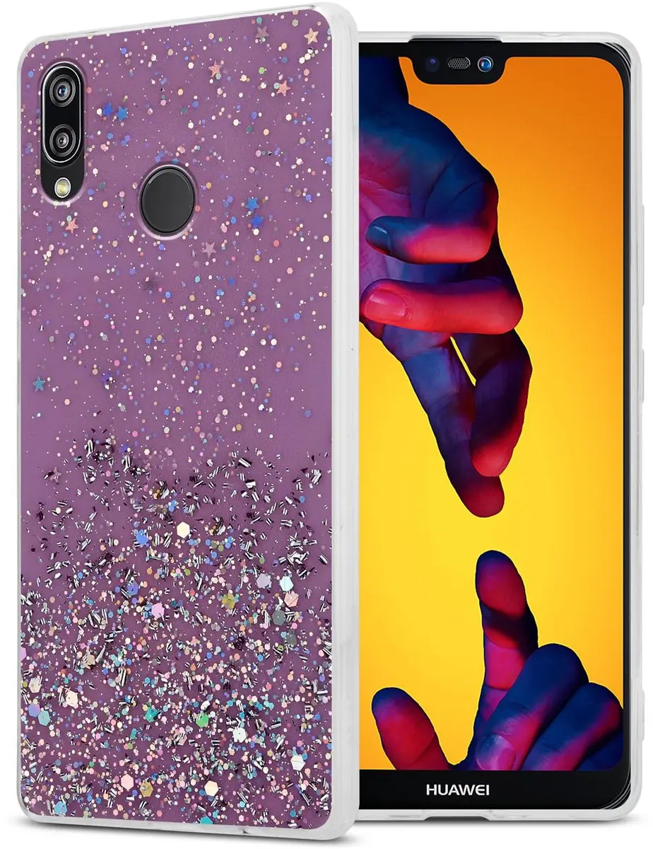 Cadorabo Hoesje geschikt voor Huawei P20 LITE 2018 / NOVA 3E in Paars met Glitte