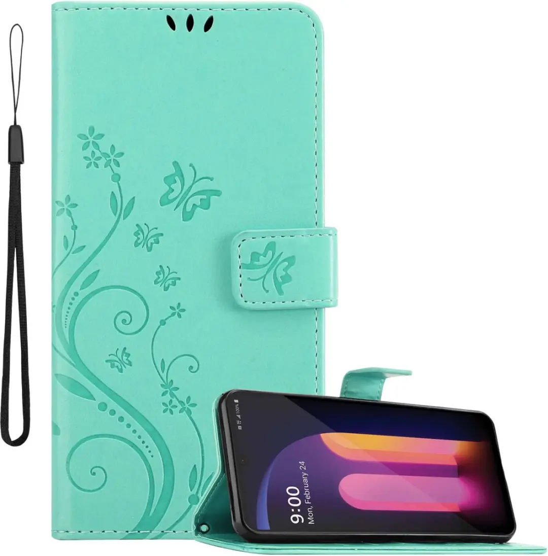 Cadorabo Hoesje geschikt voor LG V60 ThinQ in BLOEMEN TURKOOIS