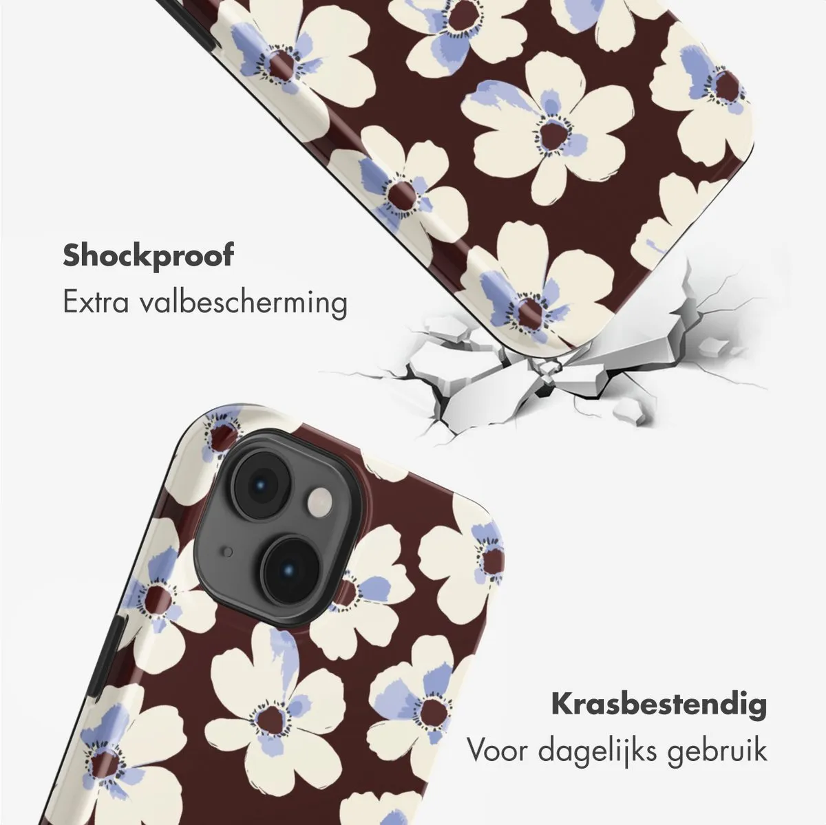 Selencia Hoesje iPhone 14 Choco Flower Pop - MagSafe